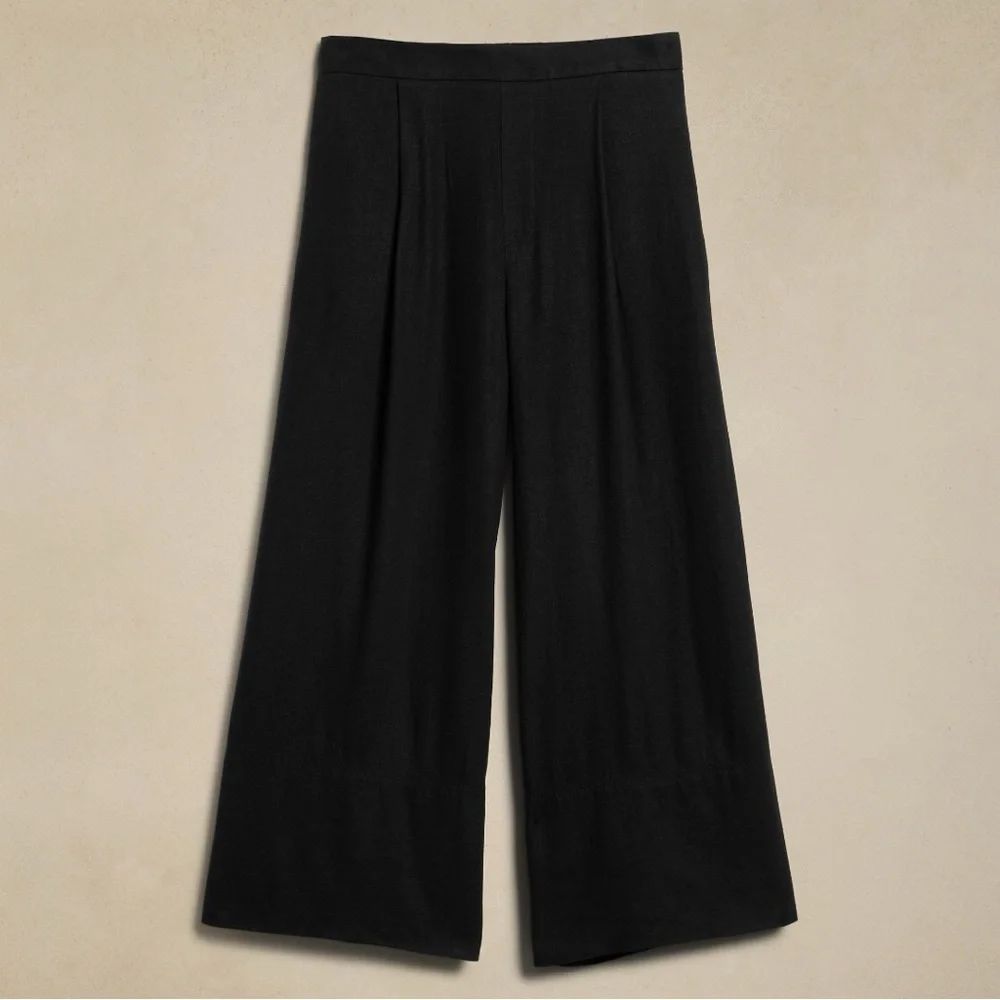 NWT Banana Republic LINEN-BLEND EASY WIDE-LEG CROP PANT - Picture 4 of 5